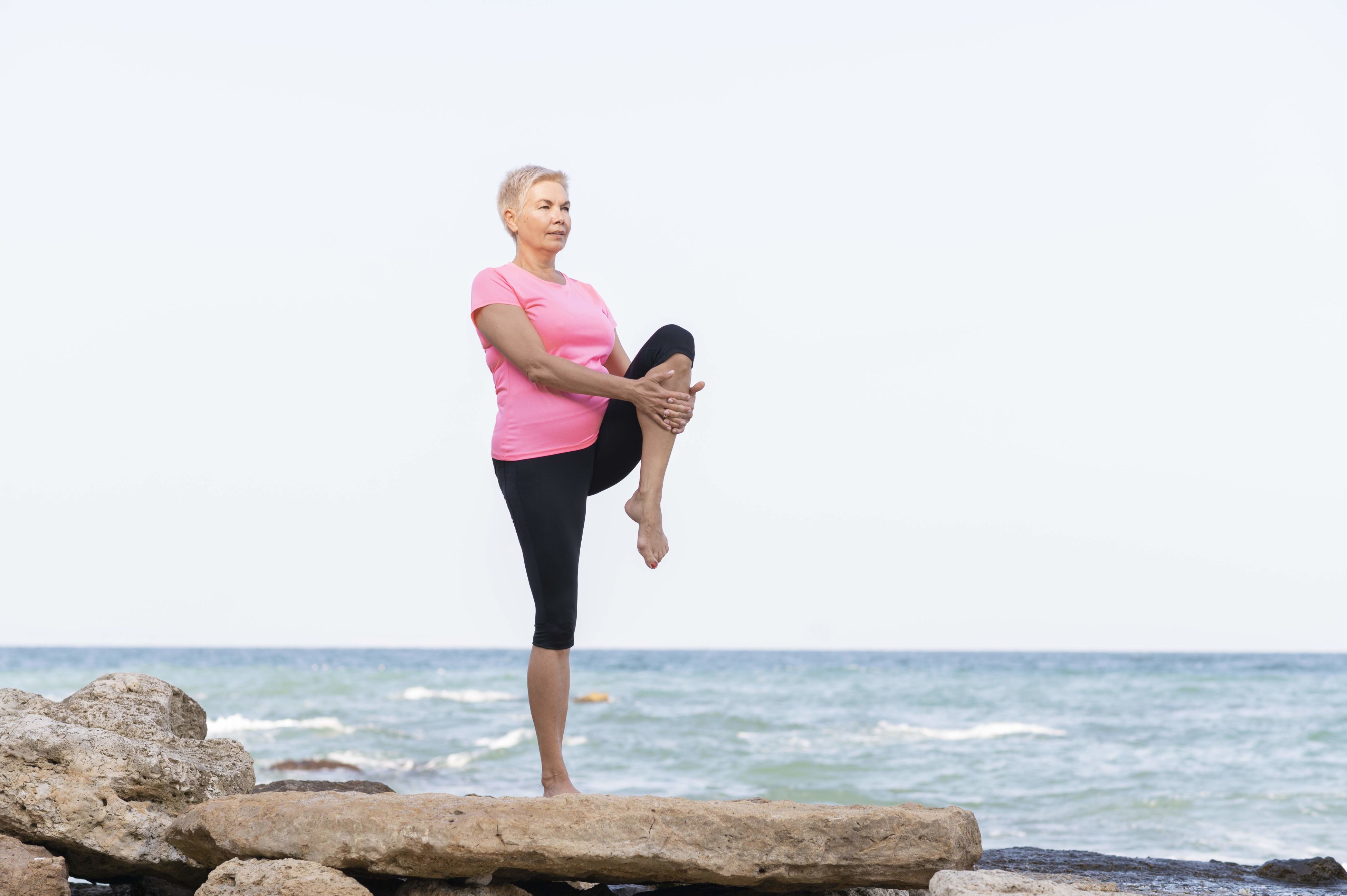 senior balances on one leg exercise