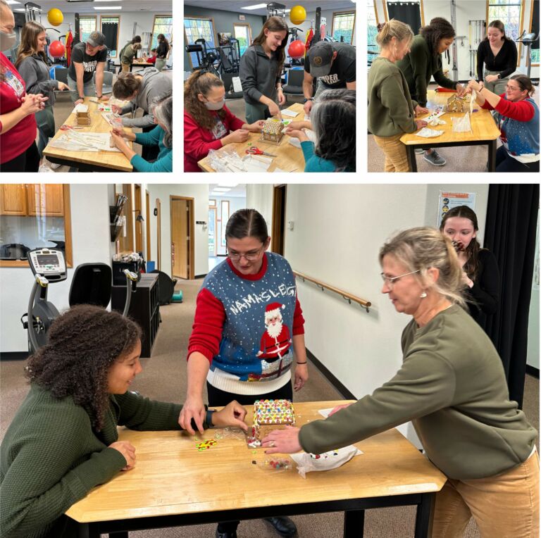 St. Helens physical therapy staff gingerbread house building contest